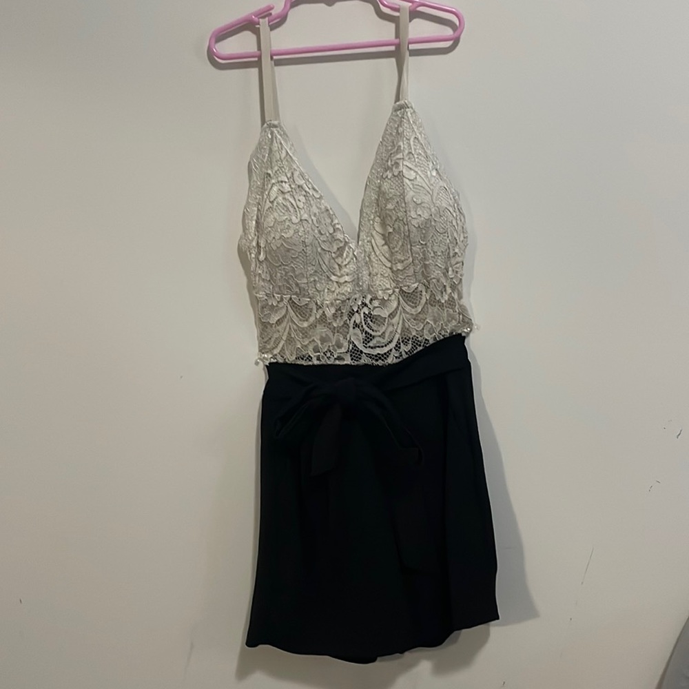 Black and white lacey romper